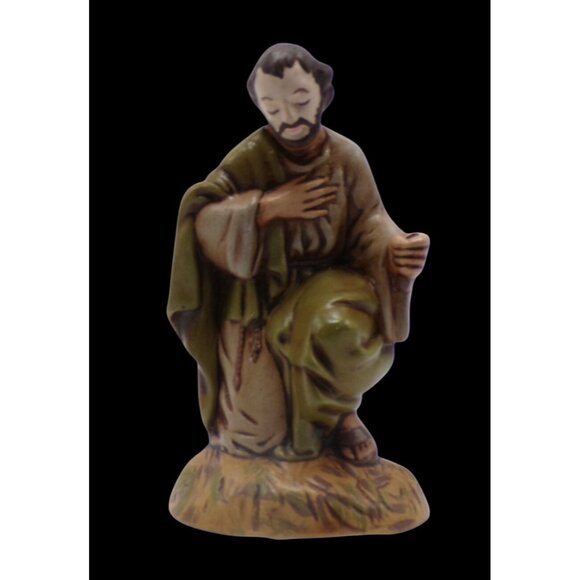 VTG Atlantic Mold Hand Painted Ceramic Nativity Figurines Joseph Mary & Wise Man - Picture 2 of 13